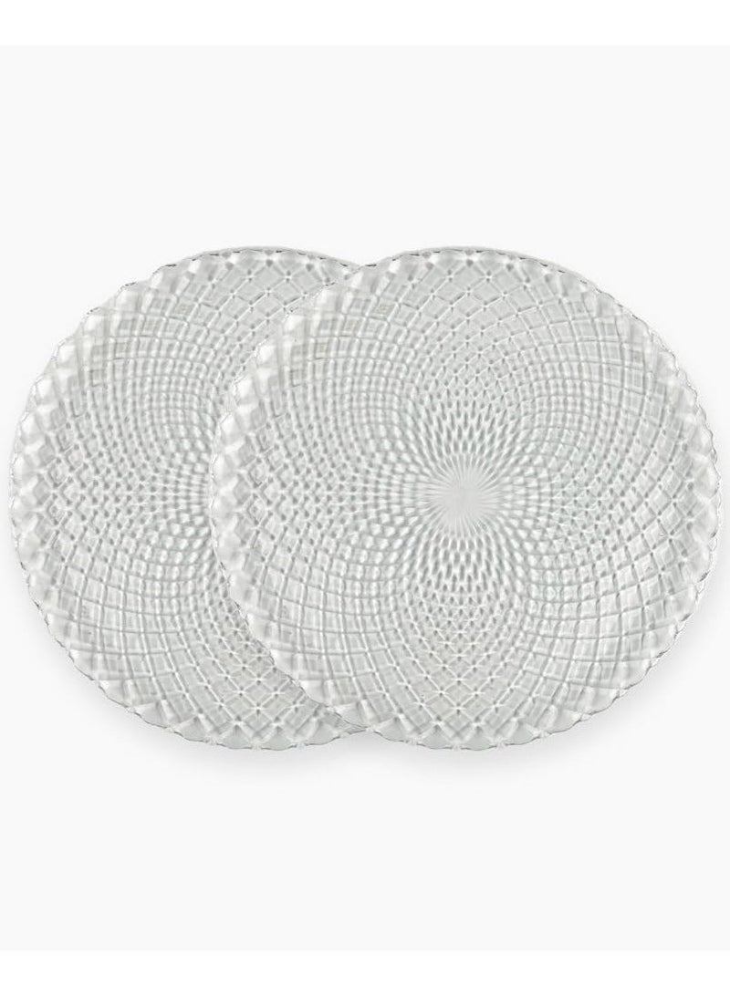 طقم أطباق تقديم زجاج دائري شفاف 6 قطع مقاس 21 سم – أوعية زجاجية بحواف مرتفعة للتقديم والضيافة والاستخدام اليومي – تصميم عملي وأنيق - Image 1